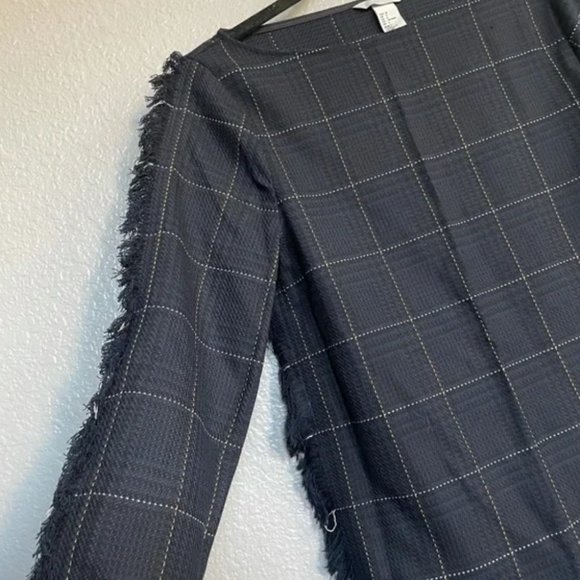 H&M | Plaid Knit Fringe Long Sleeve Blouse - Picture 4 of 8